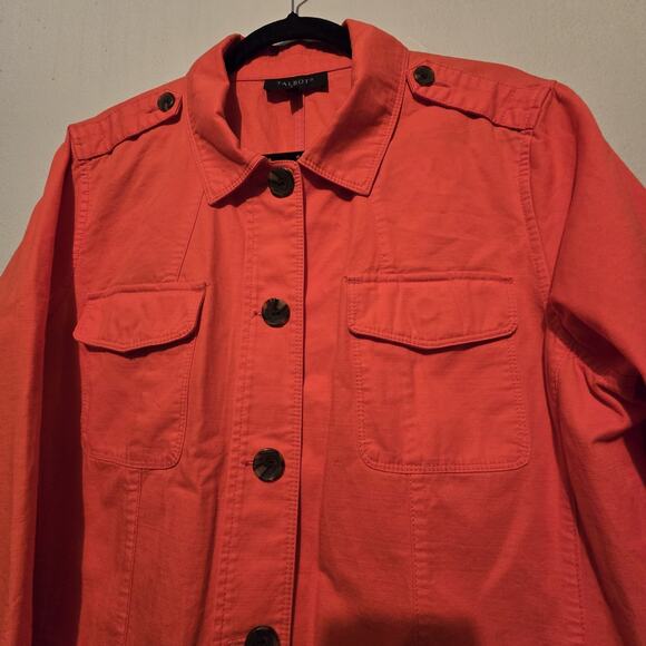 Talbots 100% Cotton Jacket Womens Plus 1X Orange Fall Autumn Pockets Classic EUC - Picture 3 of 12